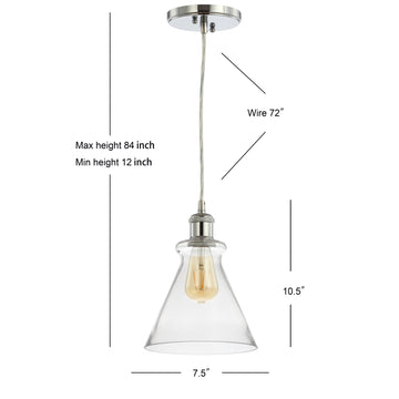Goldwater 7.5" Adjustable Drop Metal/Glass LED Pendant - JONATHAN Y
